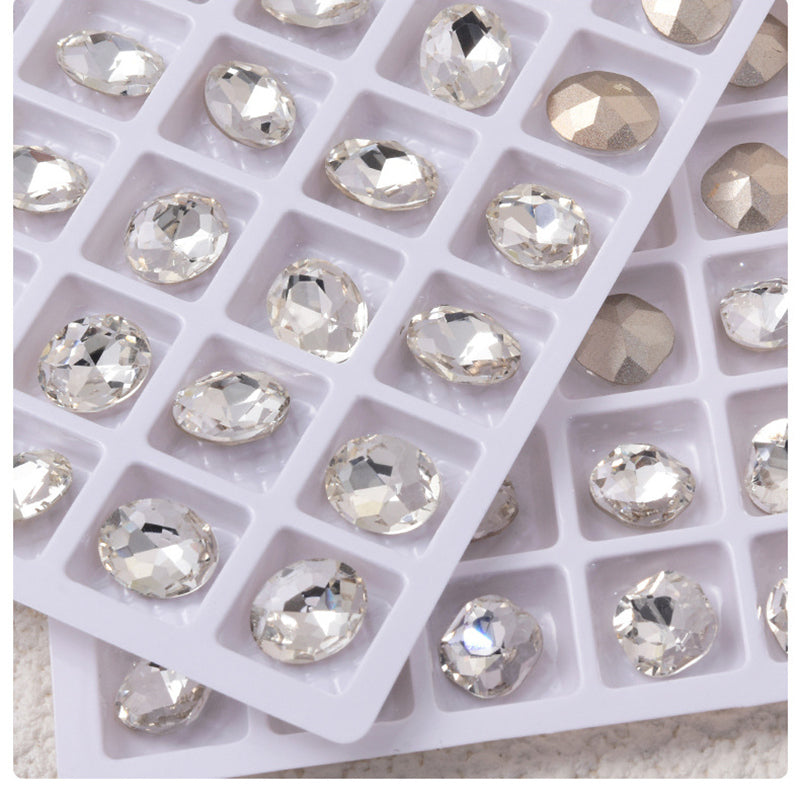 Rhinestone Crystal Gems Set for DIY Nail Art 3D Heart Axe Egg Rectangle Square