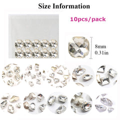 Rhinestone Crystal Gems Set for DIY Nail Art 3D Heart Axe Egg Rectangle Square