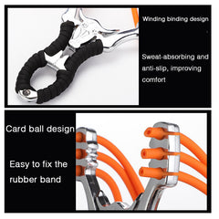 Stainless Steel Slingshot with 3 Cards, 6 Strands Rubber Band