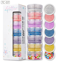 7 Bottle Set Chunky & Fine Glitter Mix Iridescent Makeup Glitter