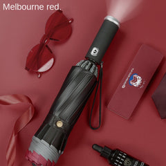 Reflective LED Lighting Sunshade Umbrella 10 Ribs Reverse Folding Umbrella