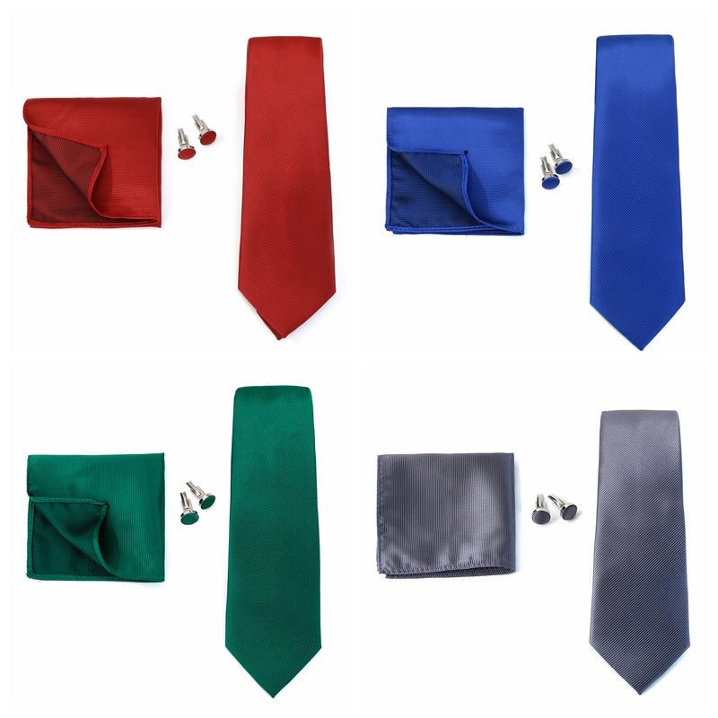 HUISHI 3pcs set Men's Ties Solid Formal Wedding Necktie Jacquard Woven Tie