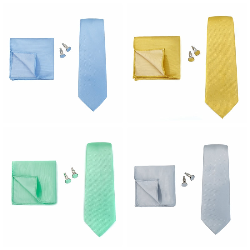 HUISHI 3pcs set Men's Ties Solid Formal Wedding Necktie Jacquard Woven Tie