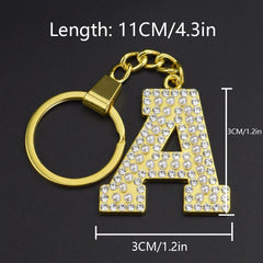 Children's Initial Keychain Zircon Pearl Golden Keychain Girls
