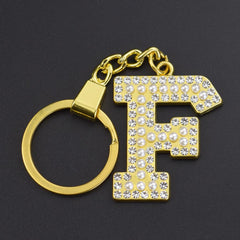 Children's Initial Keychain Zircon Pearl Golden Keychain Girls