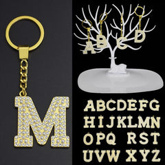 Children's Initial Keychain Zircon Pearl Golden Keychain Girls