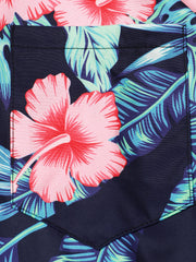 Flower & Leaf Print Casual Hawaiian Shirt Men s Short Sleeve Top