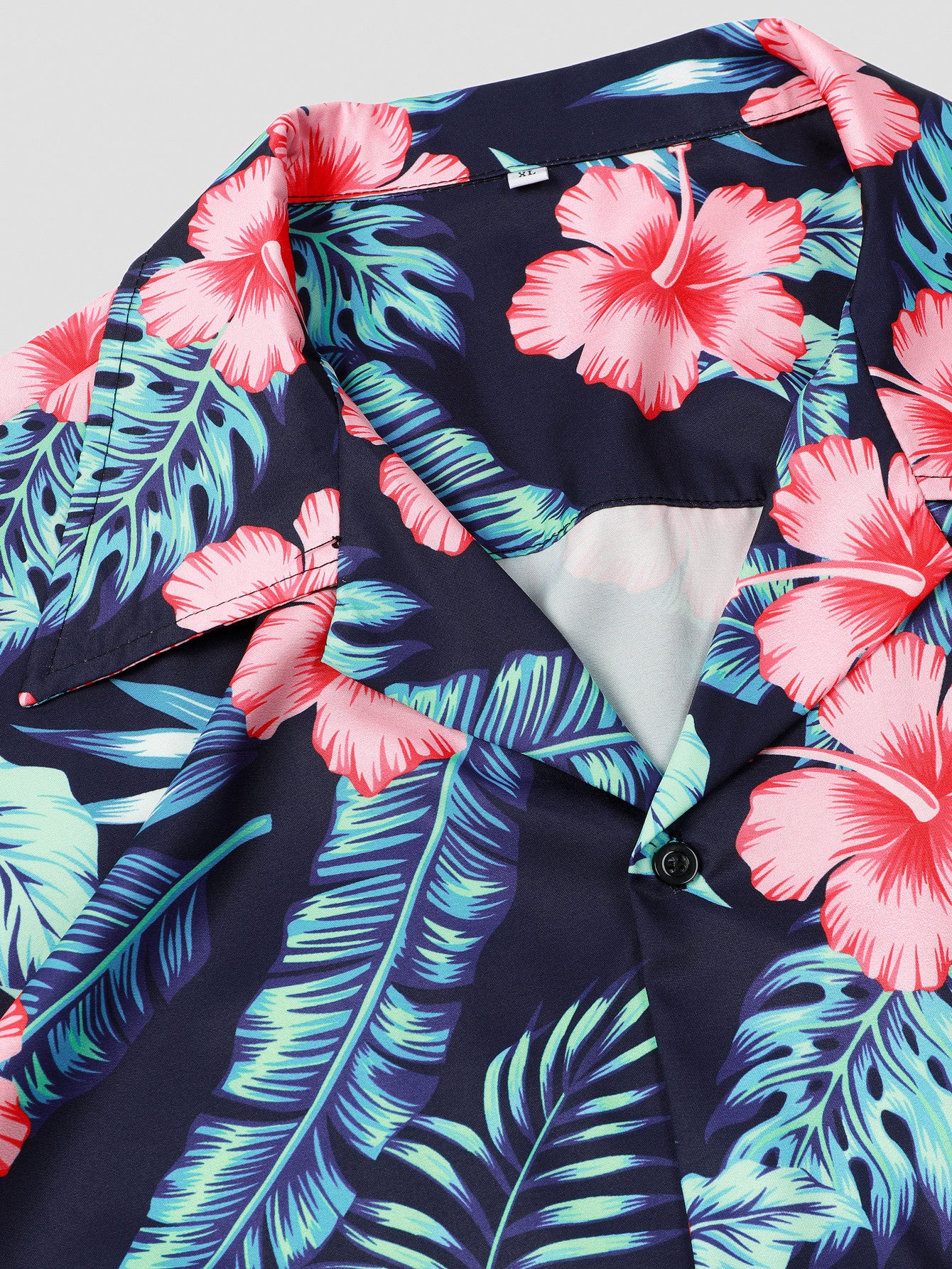 Flower & Leaf Print Casual Hawaiian Shirt Men s Short Sleeve Top