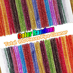 100pcs Glitter Pipe Cleaners Chenille Stems Metallic Sparkle Craft Pipe Cleaner