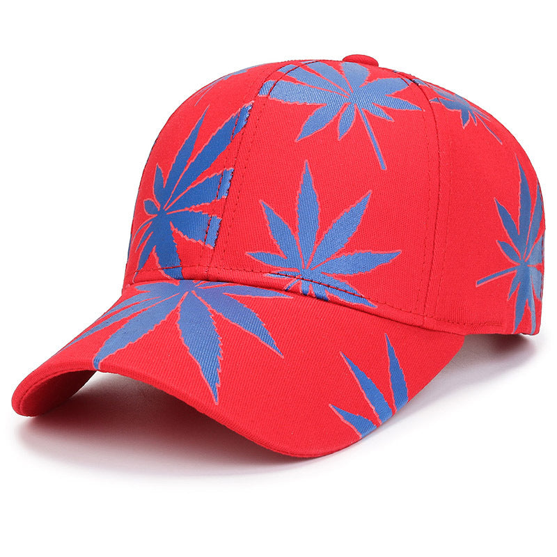Outdoor Printed Sunshade Peaked Cap Leaf Element Baseball Cap
