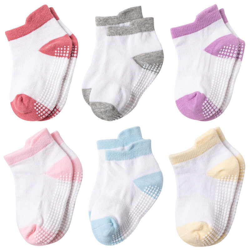 6 Pairs Kids Cotton Floor Socks Non Slip Baby Ankle Socks