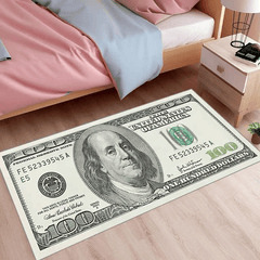 100 Bill Flatweave Runner Rug Machine Washable Multicolor