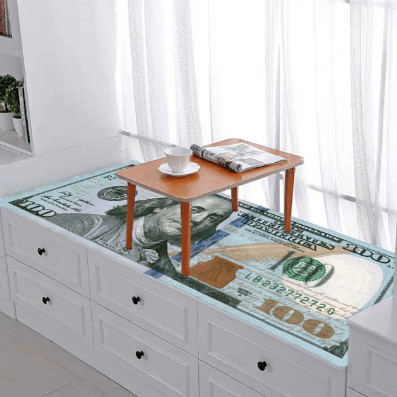 100 Bill Flatweave Runner Rug Machine Washable Multicolor
