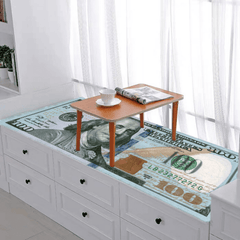 100 Bill Flatweave Runner Rug Machine Washable Multicolor