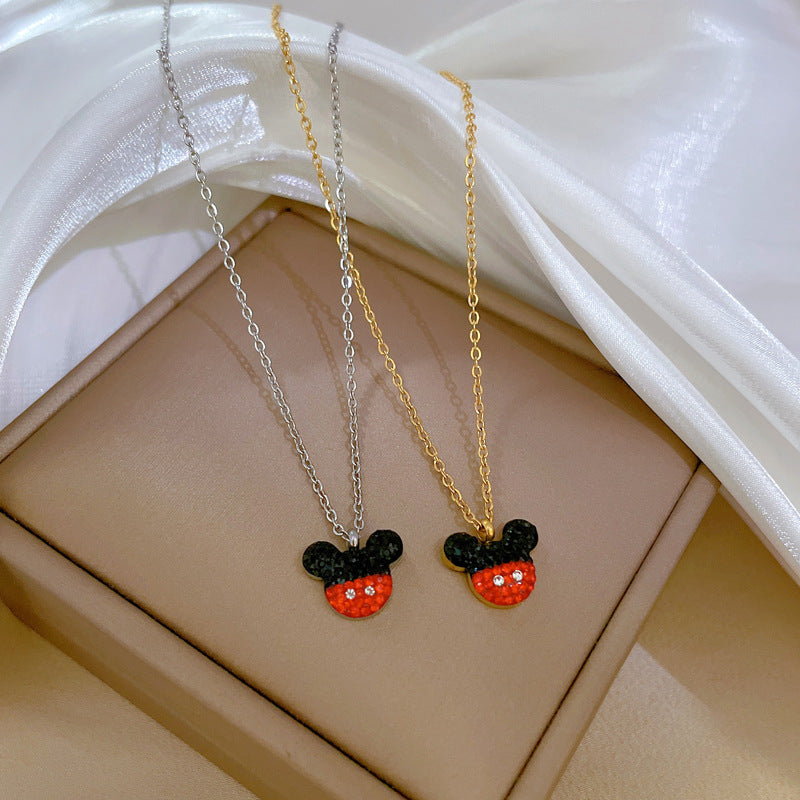 Mouse Pendant Necklace Clavicle Chain Accessories for Girls