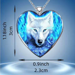 Heart Wolf Head Necklace Pendant Charm Girls Jewelry Accessories