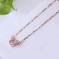 Cartoon Mouse Necklace for Kids CZ Decor Pendant