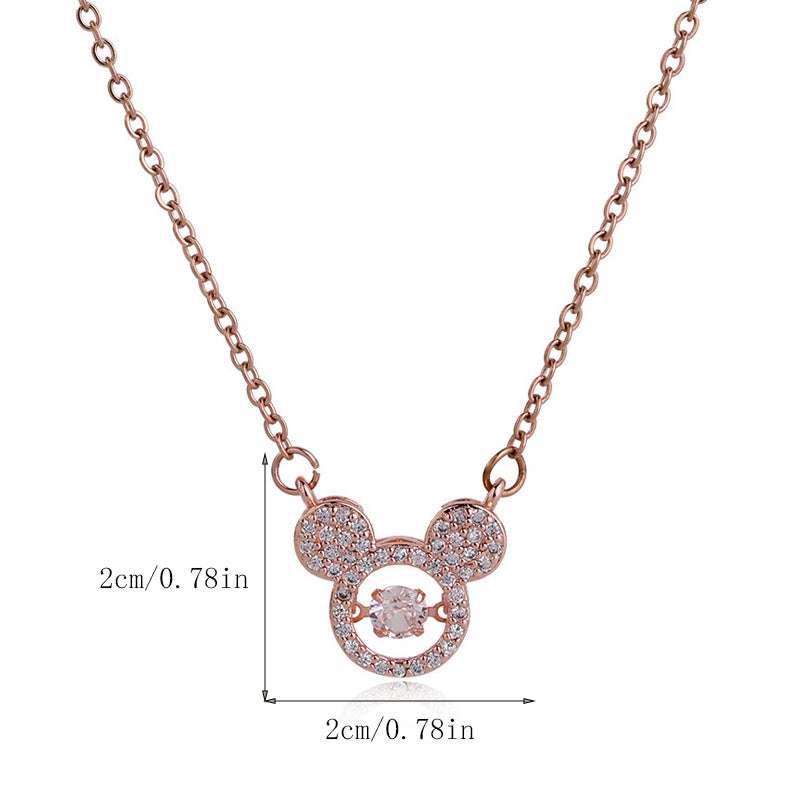 Cartoon Mouse Necklace for Kids CZ Decor Pendant