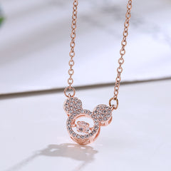 Cartoon Mouse Necklace for Kids CZ Decor Pendant