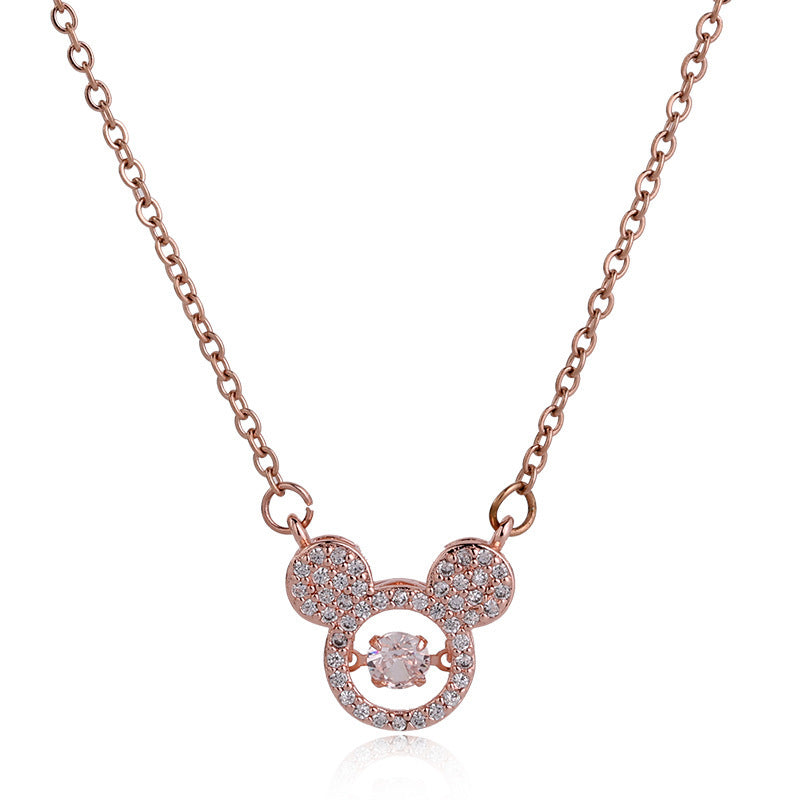 Cartoon Mouse Necklace for Kids CZ Decor Pendant