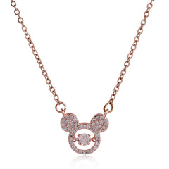 Cartoon Mouse Necklace for Kids CZ Decor Pendant