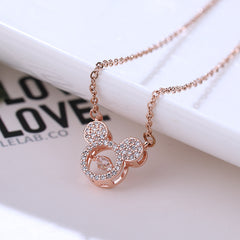 Cartoon Mouse Necklace for Kids CZ Decor Pendant