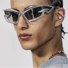 Y2K Wrap Around Sunglasses Futuristic Mirror Lens UV400