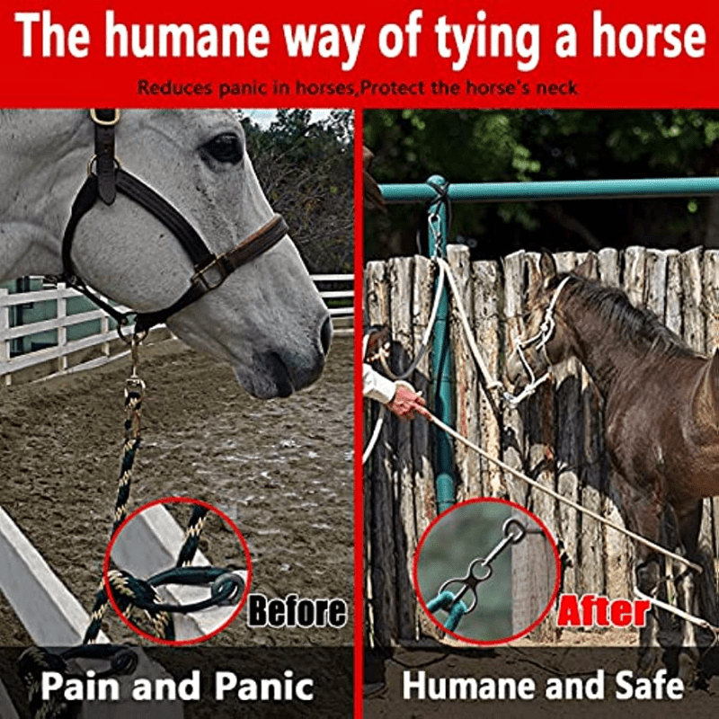 Safe Horse Tie Ring w/ Quick Release & Eye Bolt, Prevents Pulling Back