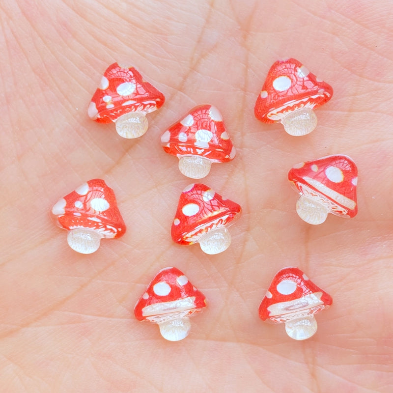 10pcs Mini 9mm Mushroom Resin Nail Craft Decoration Accessorie