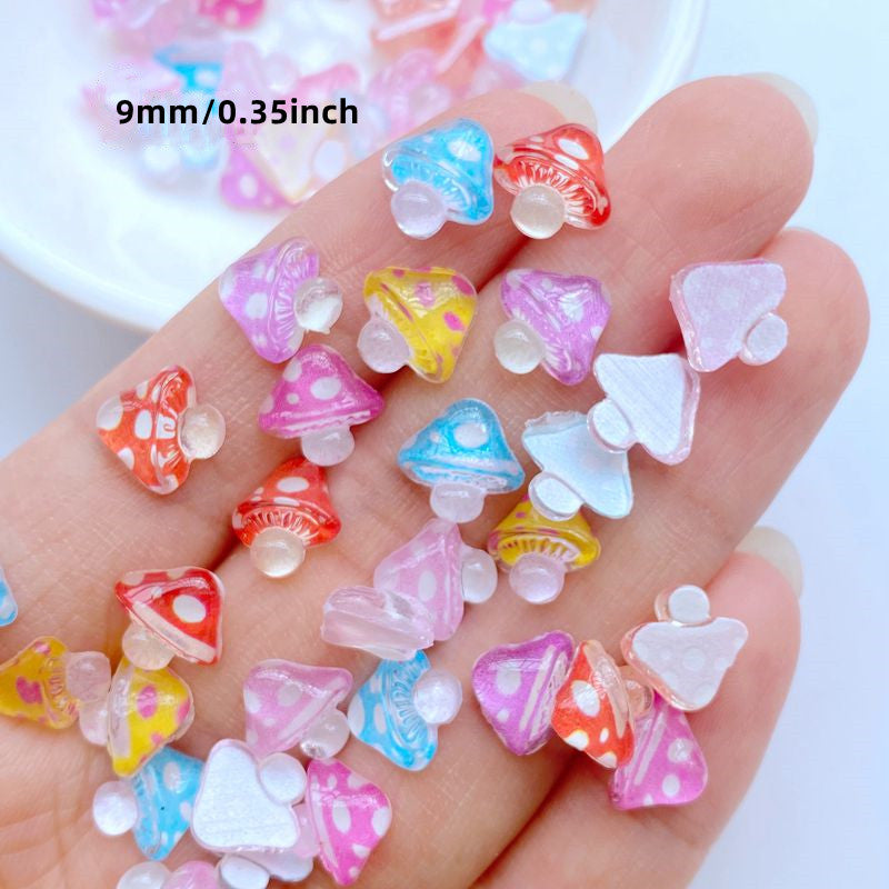 10pcs Mini 9mm Mushroom Resin Nail Craft Decoration Accessorie