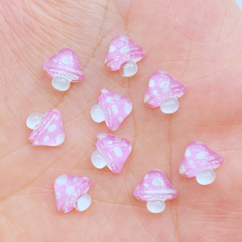 10pcs Mini 9mm Mushroom Resin Nail Craft Decoration Accessorie