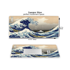 Japanese Waves Sea Mouse Pad Large Computer Keyboard Mat