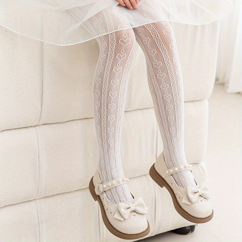 Girls Heart Lace Pantyhose Stocking Socks For Kids
