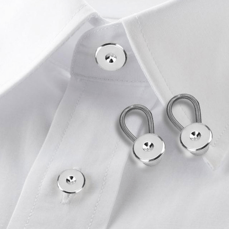 6pcs Shirt Suit Elastic Extenders Lengthen Collar Neck Pants Button Buckle
