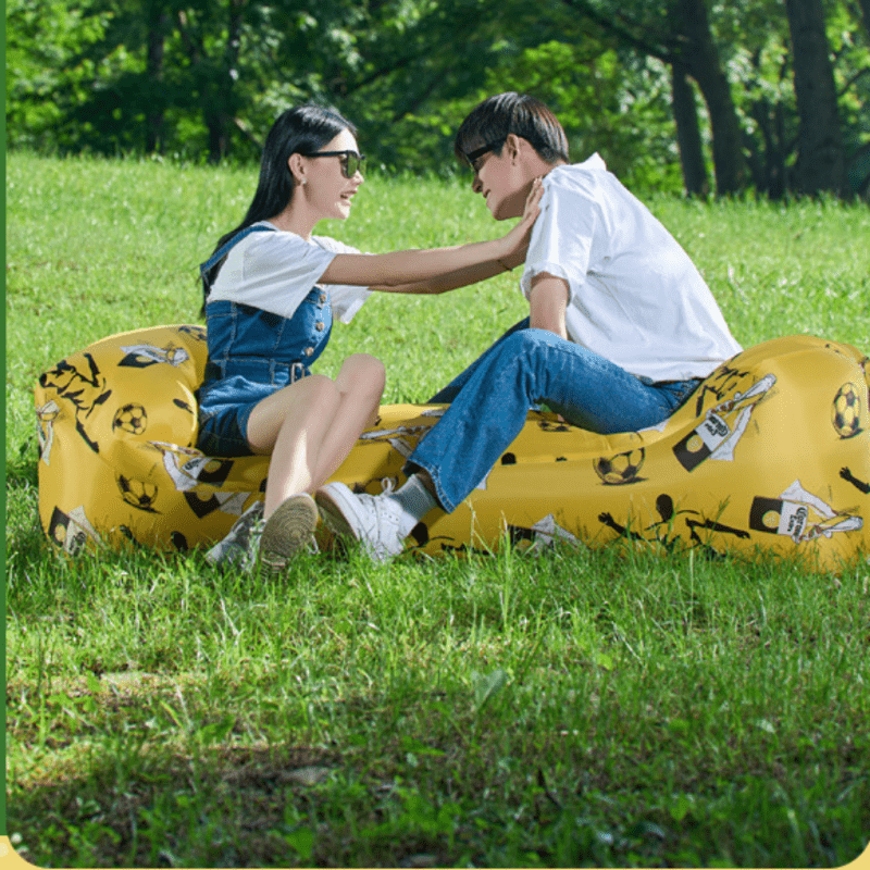 Lazy Inflatable Portable Lounger Air Cushion with Pillow for Camping