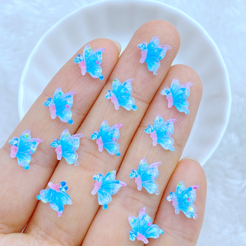 10pcs Resin Mini Butterfly Flat Back Manicure Embellishments