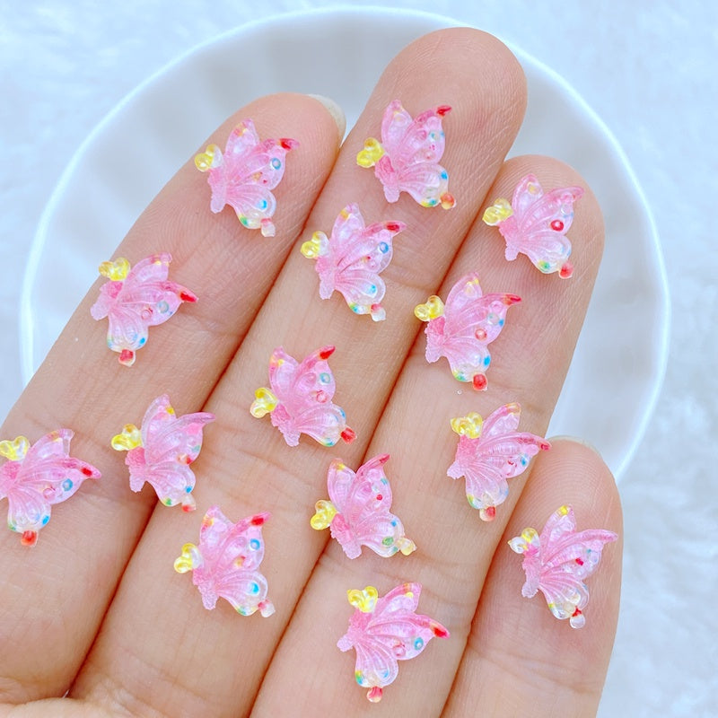 10pcs Resin Mini Butterfly Flat Back Manicure Embellishments