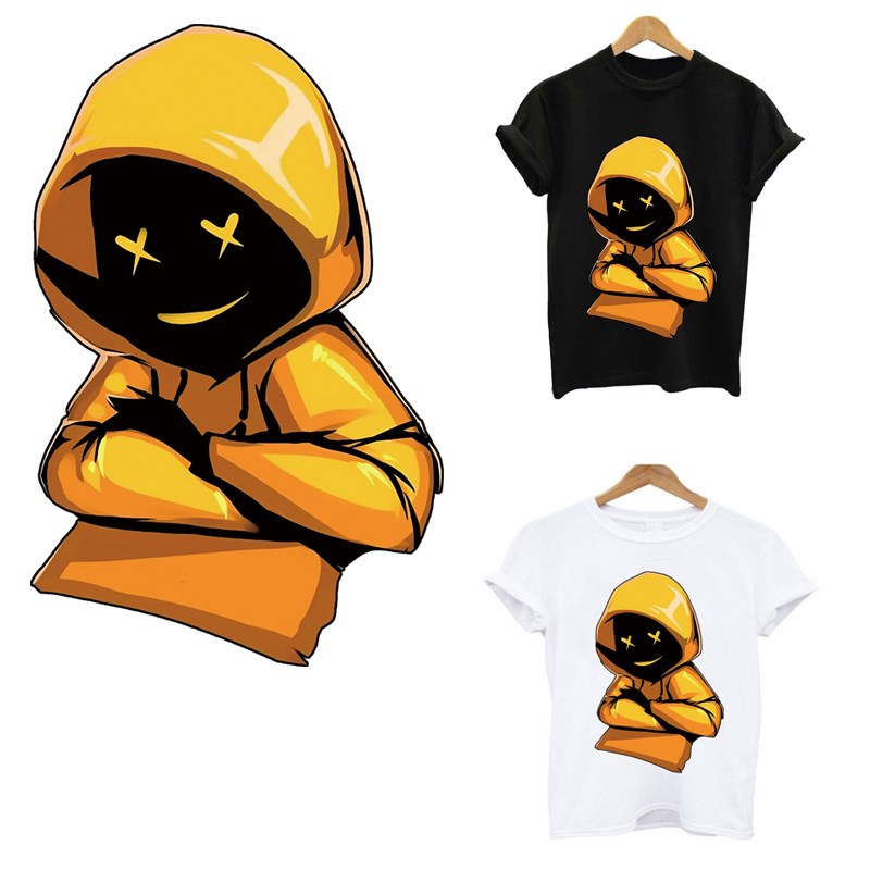 2pcs Man Iron On Patches For Clothing Heat Transfer Stickers DIY T Shirt Mask