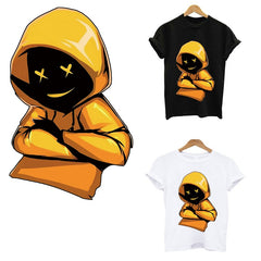 2pcs Man Iron On Patches For Clothing Heat Transfer Stickers DIY T Shirt Mask