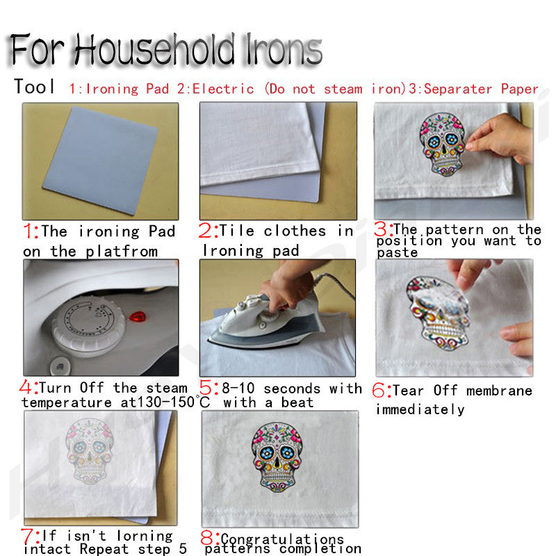 2pcs Man Iron On Patches For Clothing Heat Transfer Stickers DIY T Shirt Mask
