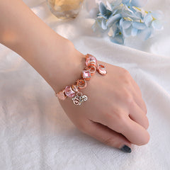Rose I LOVE YOU Pendant Bracelet DIY Beads Crown