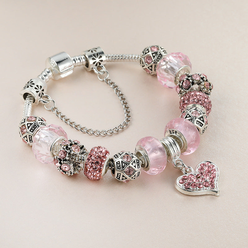 Pink Heart Pendant Bangle DIY Gift for Someone Special
