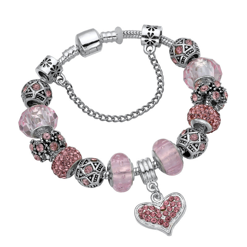 Pink Heart Pendant Bangle DIY Gift for Someone Special