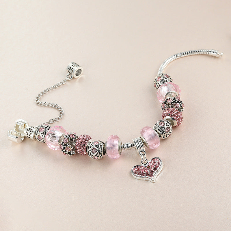 Pink Heart Pendant Bangle DIY Gift for Someone Special