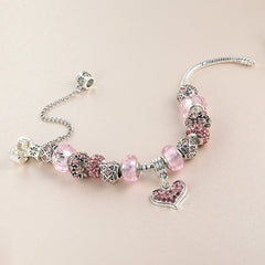 Pink Heart Pendant Bangle DIY Gift for Someone Special