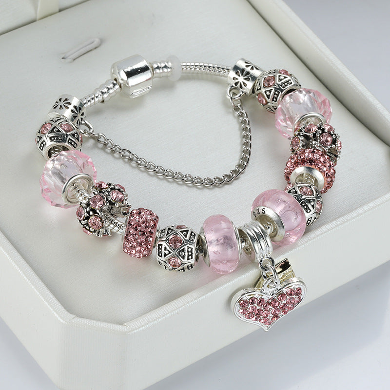 Pink Heart Pendant Bangle DIY Gift for Someone Special