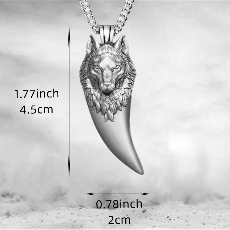 Wolf Head Tooth Pendant Necklace Punk Hip Hop Style