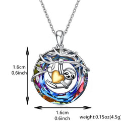 Colorful Sloth Pendant Circle Ring Animal Jewelry