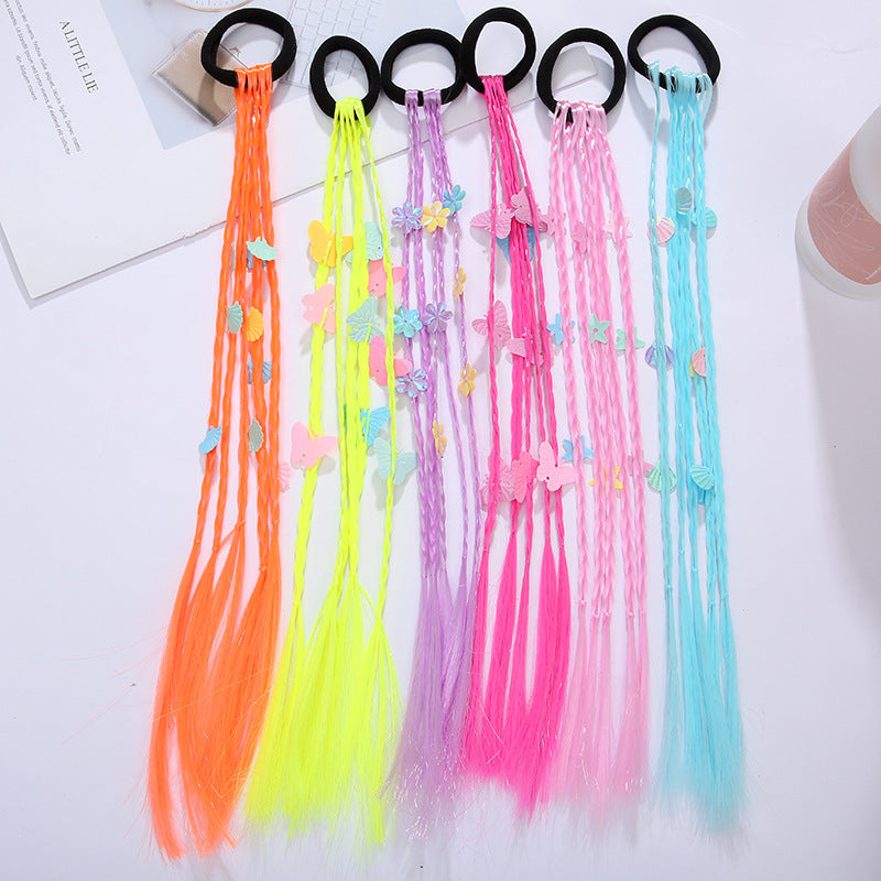 Colorful Wigs Hair Bands Braid Rope Ponytail Hair Ornament For Girls Kids
