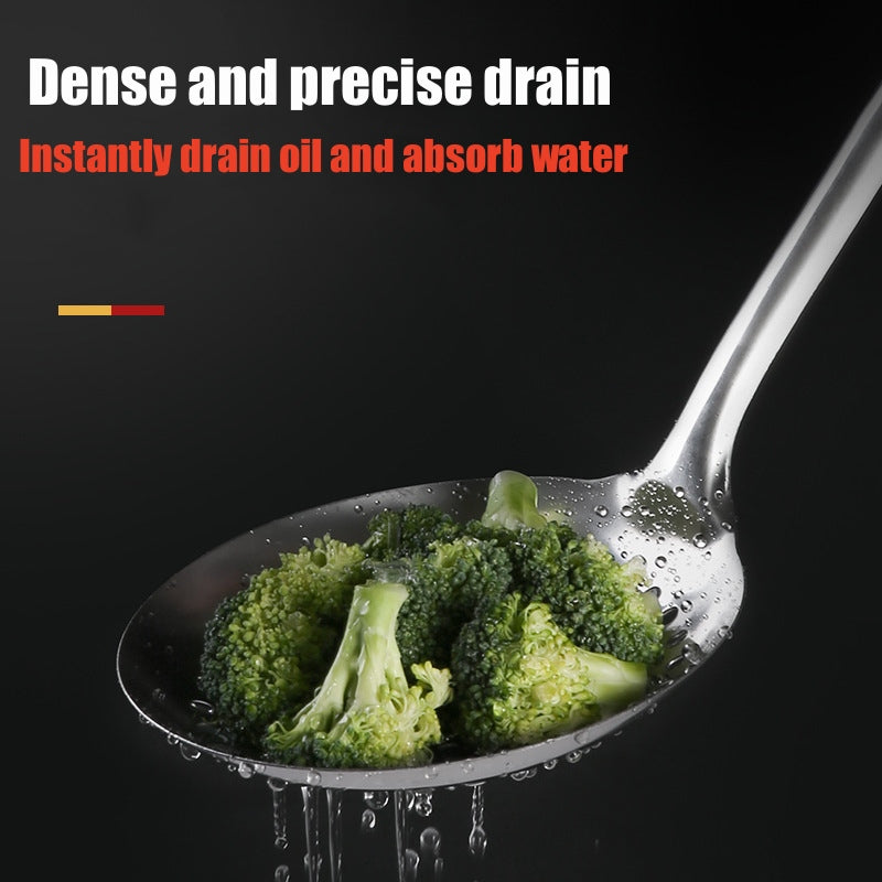Stainless Steel Scoop Colander Spoon with Long Handle for Pasta Noodles